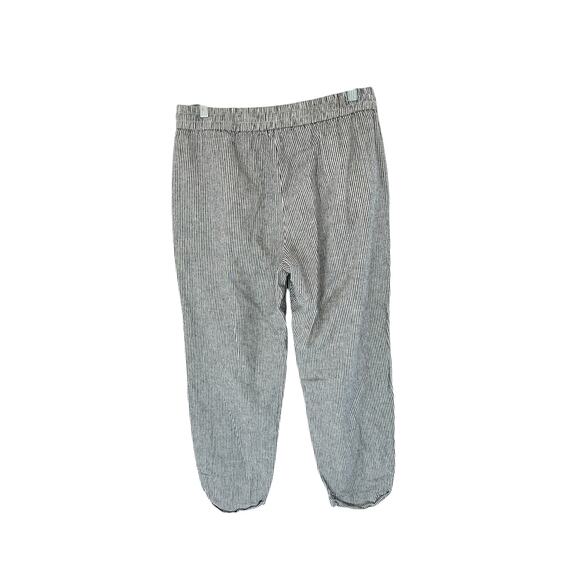 J.Crew Gray White Pull On Stretch Linen Cotton Striped Straight Leg Pant Size 10 - Picture 7 of 10